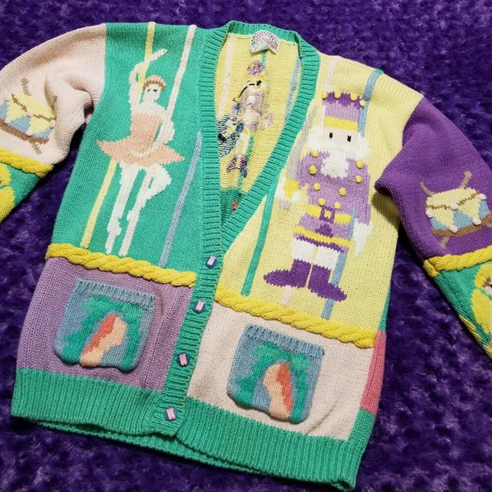 Nutcracker themed Traditional Trading Christmas cardigan sweater